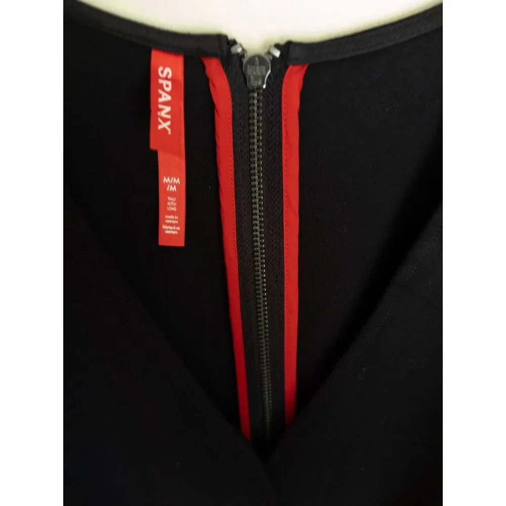 Spanx The Perfect Sleeveless Jumpsuit Black Wide Leg Flair Tall Medium - Picture 10 of 10